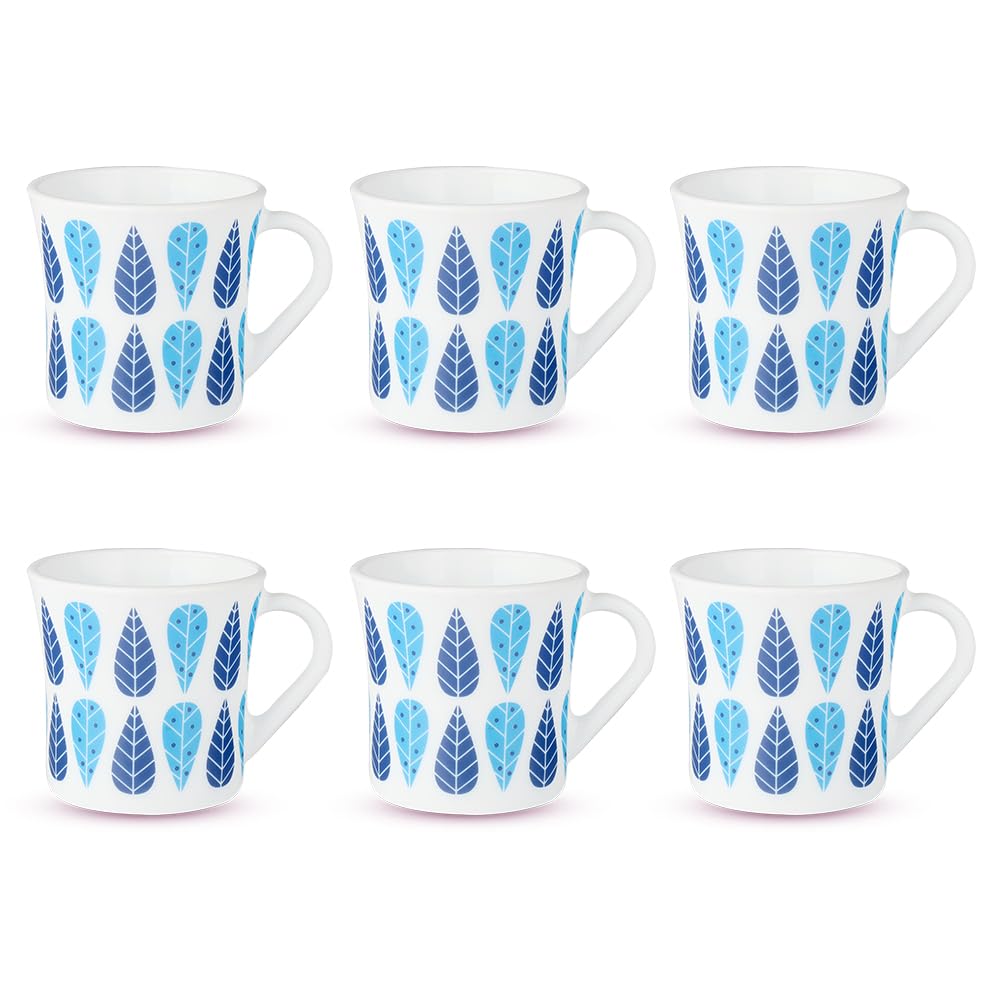 Larah by Borosil Crysta Series Fable Opalware Mug | Set of 6 Tea/coffee Mugs | 100 Ml Each