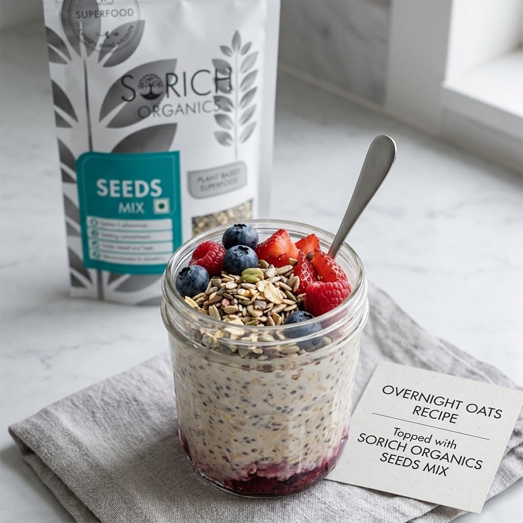 Sorich Organics Mixed Seeds for Eating | Plant-Based Superfood Snack Rich in Omega 3, Antioxidants, Fibre & Vitamin E | Pumpkin, Sunflower & Flax Blend | Healthy Trail Mix
