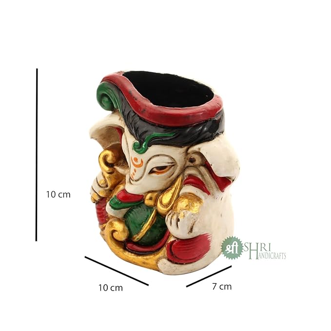 Indicast Resin 4" Inch Idol Ganesha Pen Holder Tabletop Display Stand for Home & Office Desk Organizer