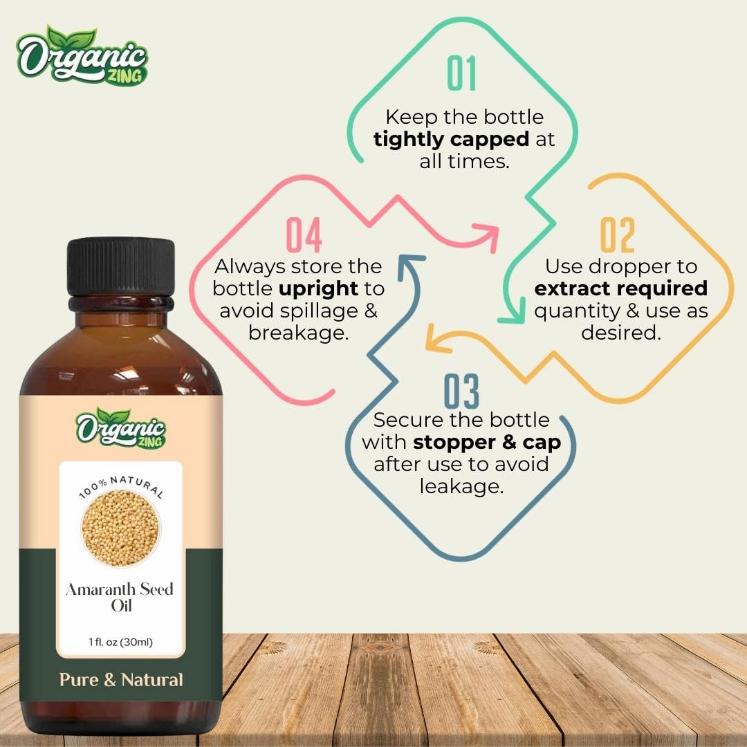 Organic Zing Amaranth Seed (Amaranthus) Oil | Carrier Oil for Skincare, Hair Care & Massage - 30 Ml