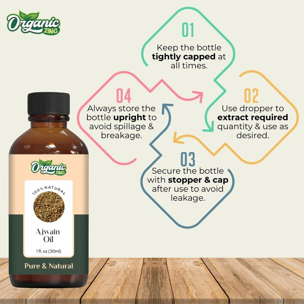 Organic Zing Ajwain (Trachyspermum Ammi) Oil | Essential Oil for Skincare, Hair Care & Massage - 30 Ml