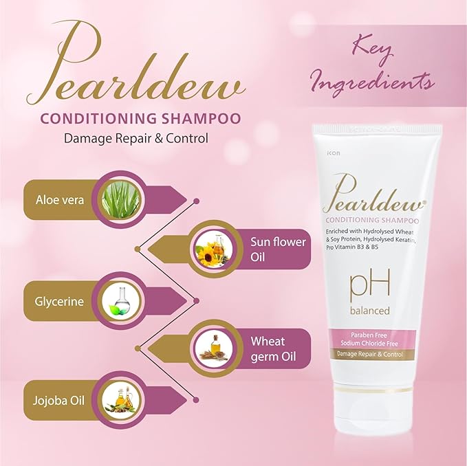 Pearldew Conditioning Shampoo, Damage Repair & Control, Paraben Free, pH Balanced - 100 ml | Pack Of 3