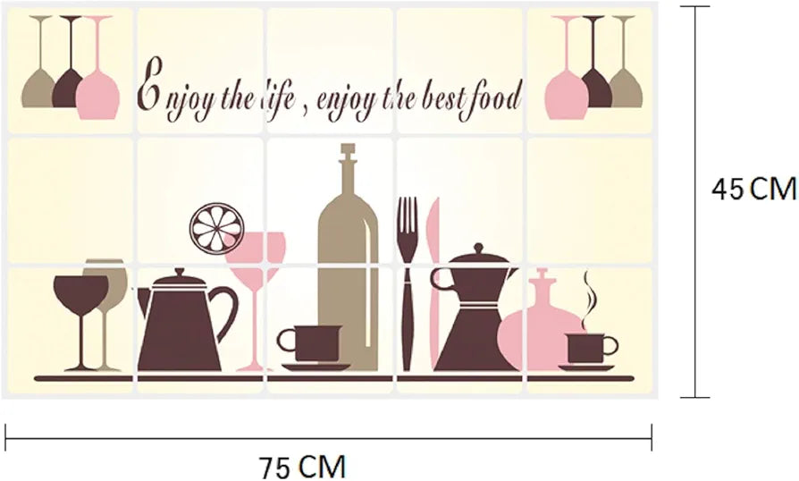 Jaamso Royals Kitchen Tools Wall Tiles Stickers Waterproof Kitchen Stickers Dinner Set