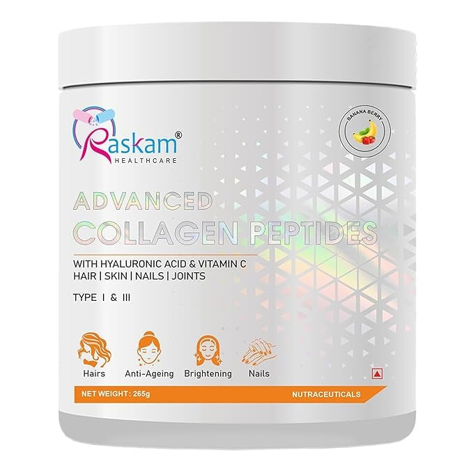 Raskam Advanced Peptide Collagen Powder Type 1 & 3 Collagen Peptides Powder - 256 gms