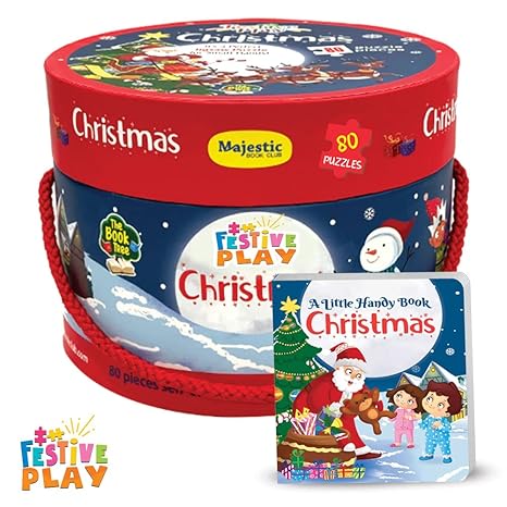 The Book Tree Christmas Puzzle Gift Box for Kids 80 Puzzle Pieces & 1 Storybook Christmas Puzzle for Children