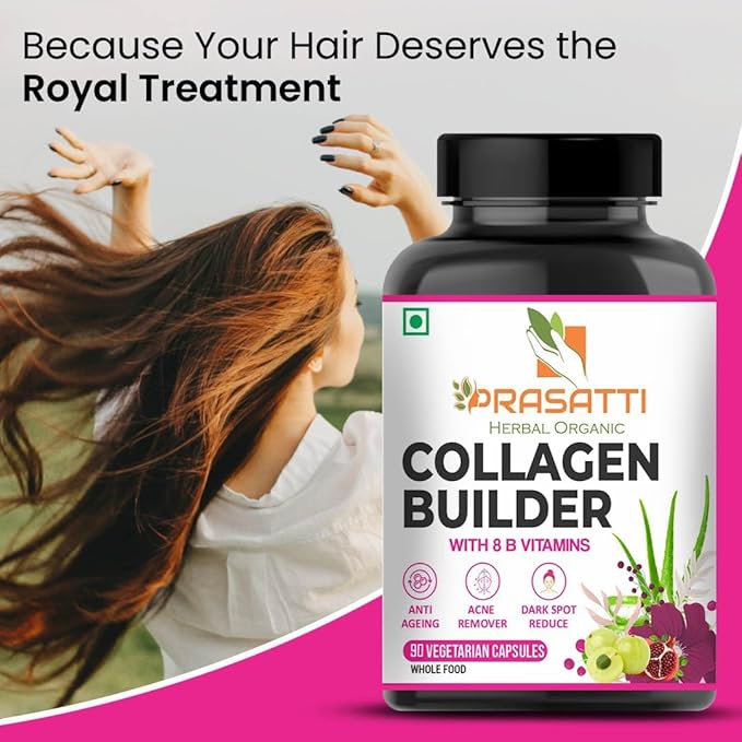 Prasatti Herbal Organic Plant Based Collagen Builder With Glutathione - 90 Veg Caps