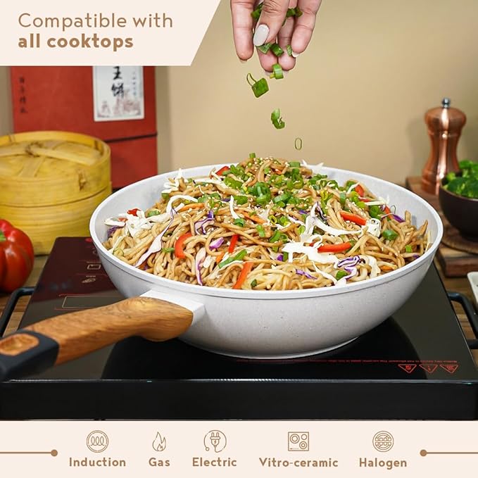 Bergner Naturally Forged Nonstick 28cm Wok | 3.3 L Capacity