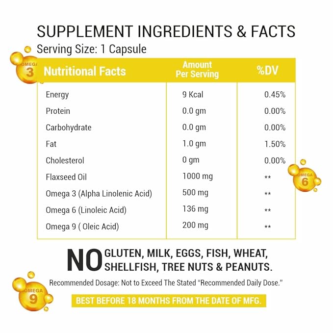 Prasatti Herbal Organic Vegan Omega 3 Fish Oil Triple Strength 1000 Mg | Capsule for Men & Women - 90 Veg Caps