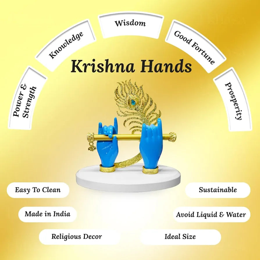 Ekhasa Lord Krishna Hands with Flute Idol Blue Krishna Hands