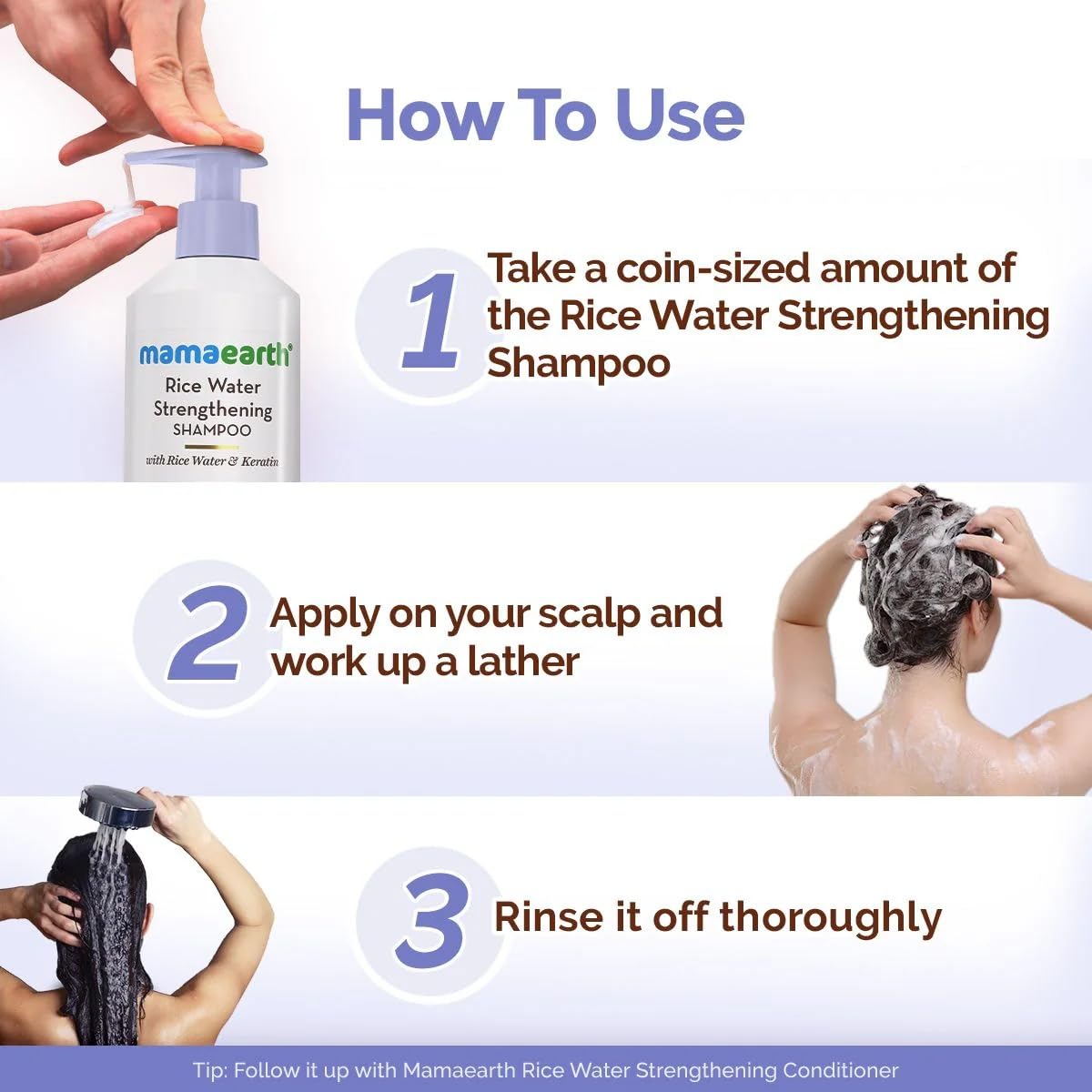 Mamaearth Rice Water Strengthening Shampoo with with Rice Water & Keratin for Damage Repair- 400 ml | Hair Strengthening | Hair Fall Reduction