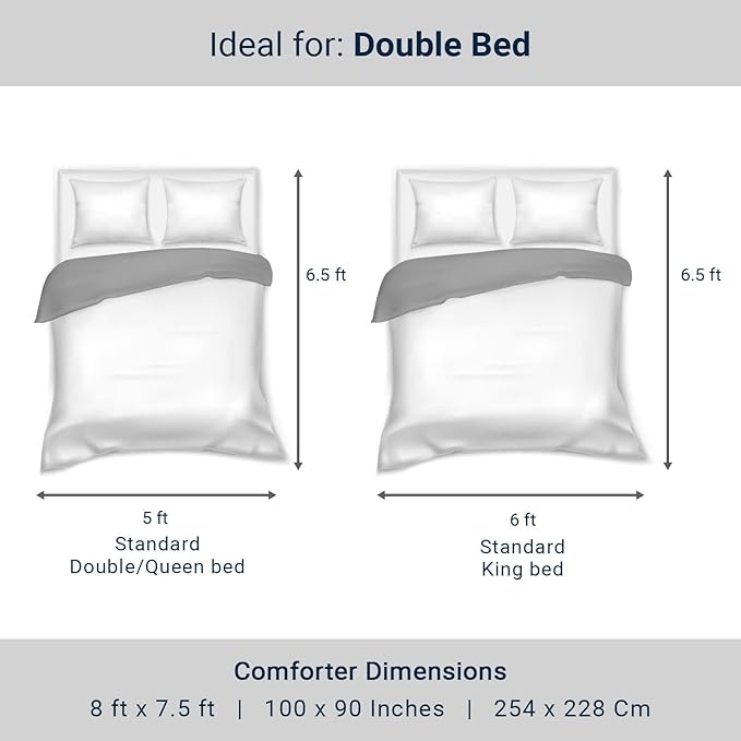 Stoa Paris Satin Comforter Double Bed with 300 TC 2 Pillow Covers Colour Twilight Embrace