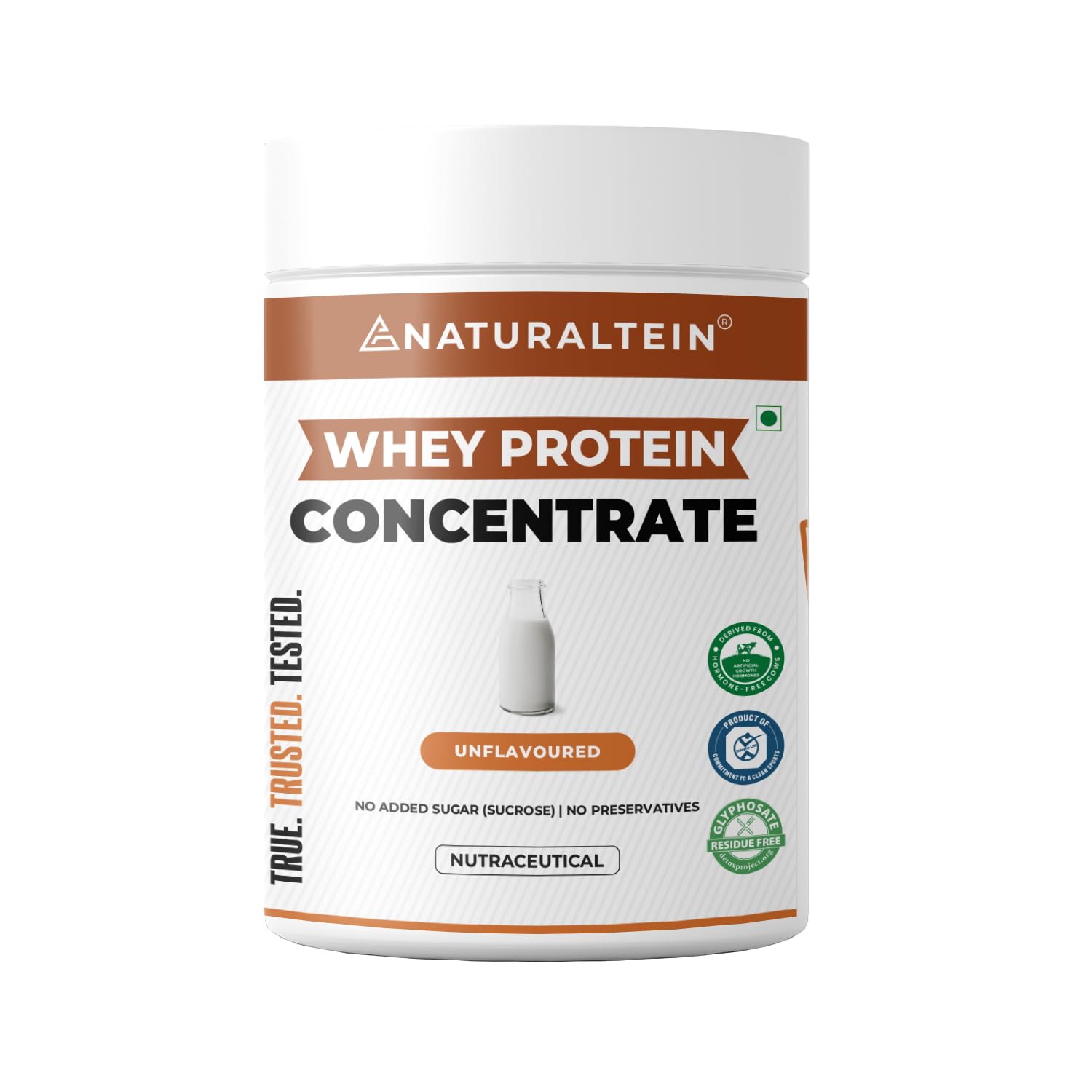 NATURALTEIN Natural Whey Protein Concentrate â€“ 300 g (Unflavoured) | 24 g Protein per 30 g Serving | No Artificial Sweeteners | Soy-Free & Gluten-Free | Easy to Digest & Naturally Formulated
