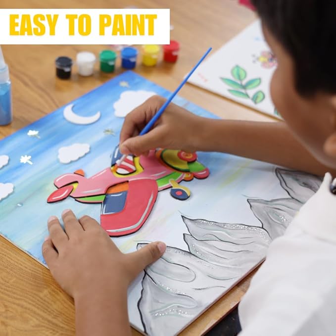 Hobby India Diy Air-plane Pre-design Canvas | Paint It Yourself Activity Art and Craft Kit for KIds