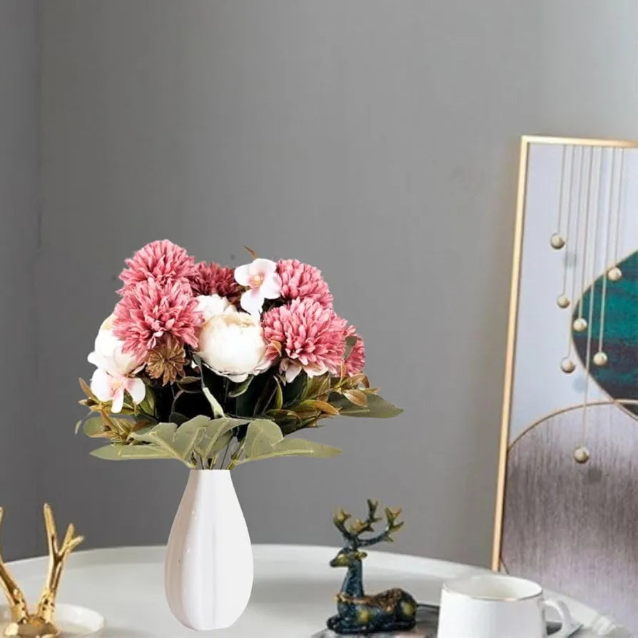 Bunch Artificial Dahlia Peony Flowers Pink