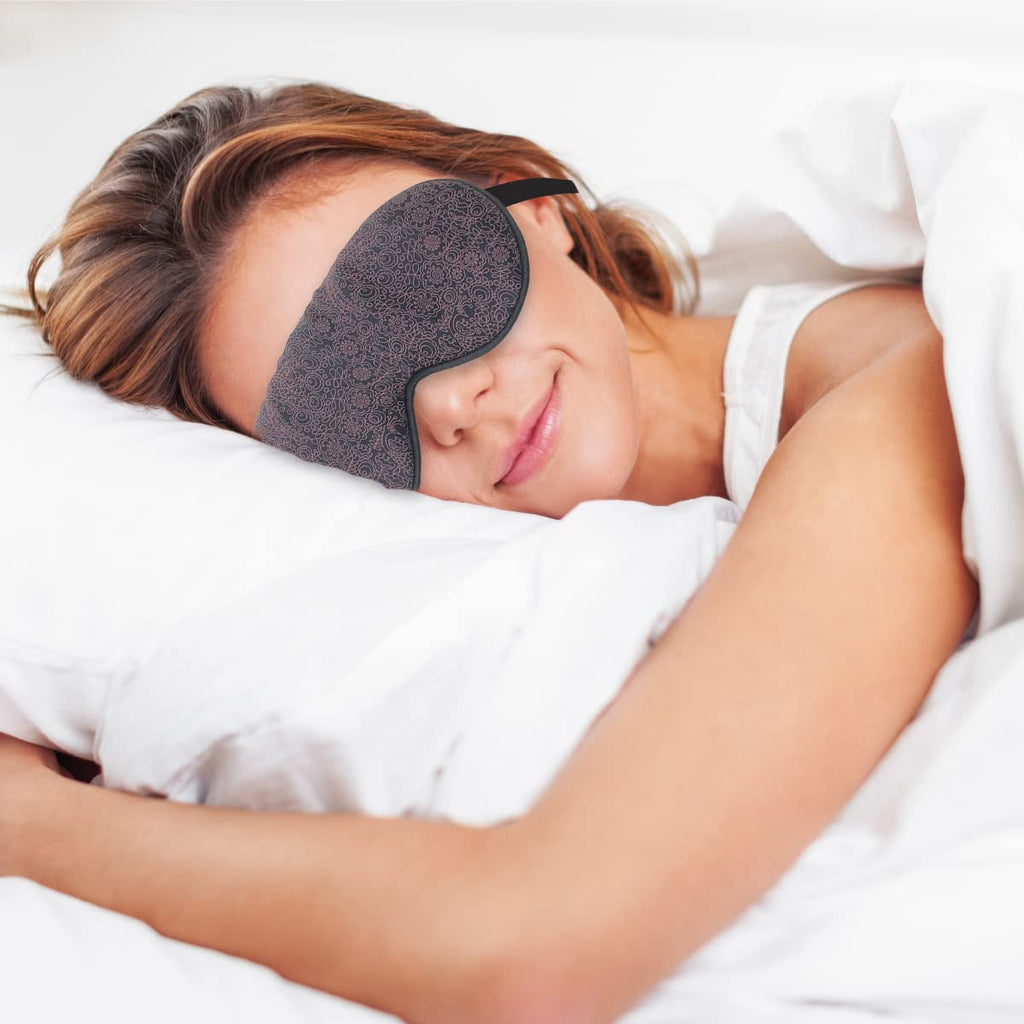 Friends of Meditation 100% Mulberry Silk Eye Mask, Super Smooth Sleep Mask and Blind Fold (Red Print)