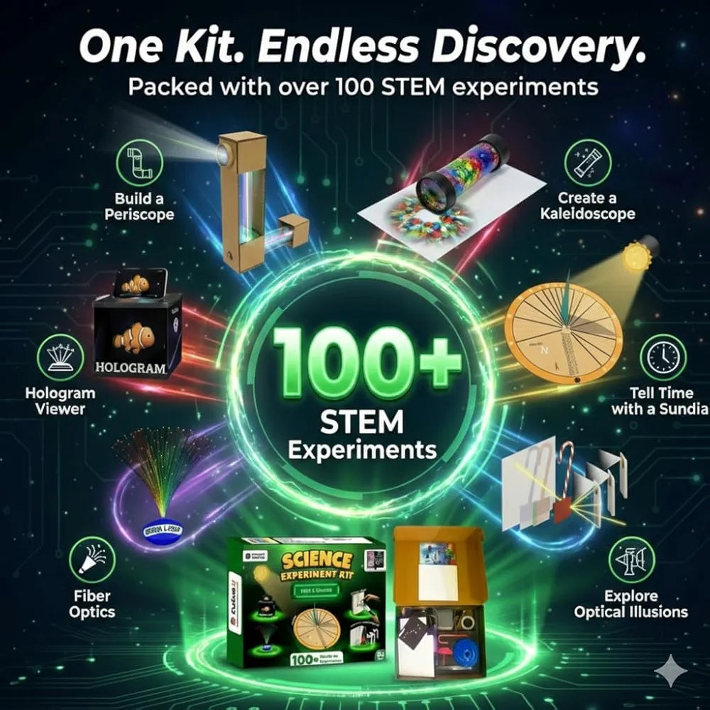 PW Light & Shadow Science Experiment Kit for Kids Ages 8–14, 100+ STEM Experiments with Step-by-Step Manual & 30 Bonus