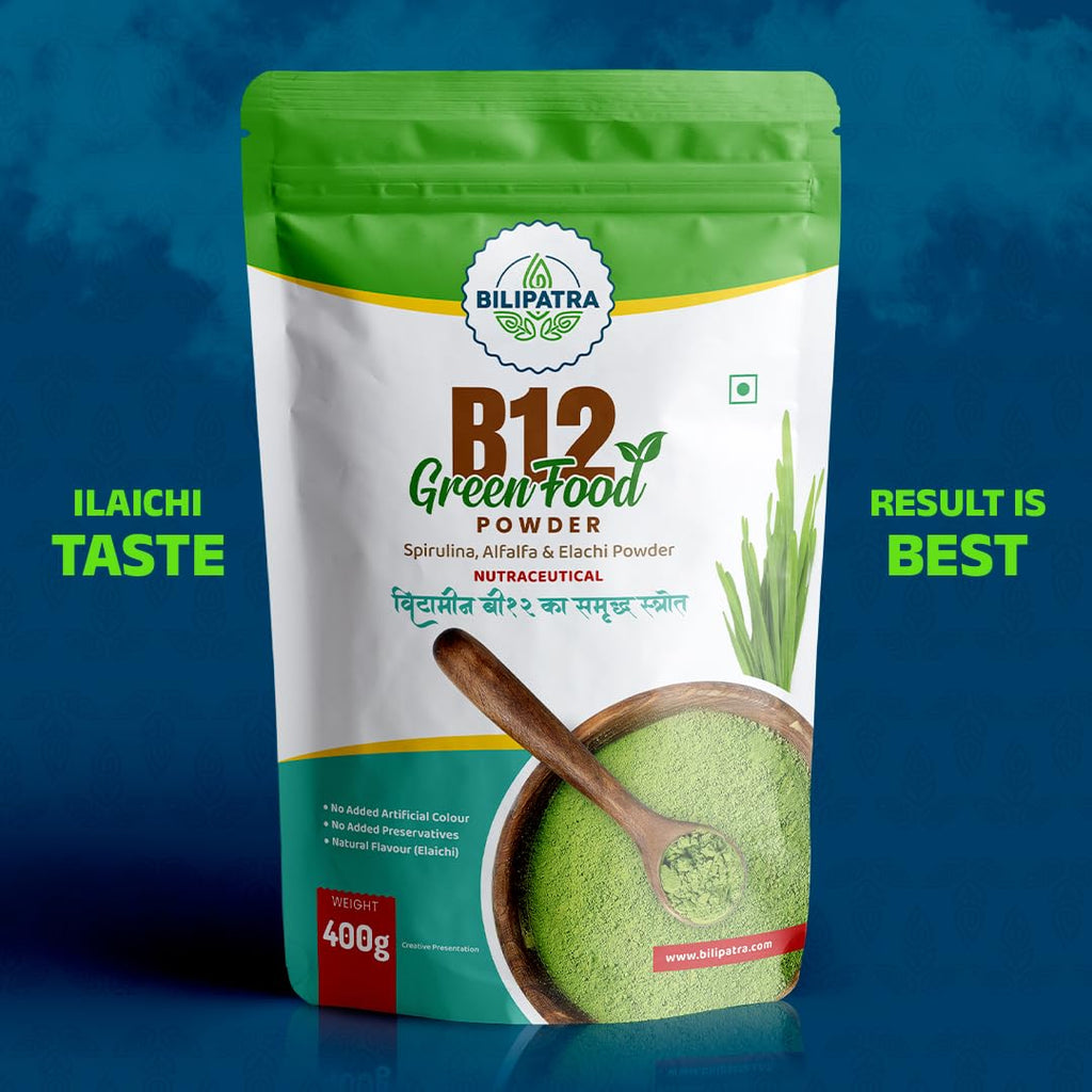 B12 Green Food Powder, 400g | Plant Based Vitamin B12 Supplement (B12GreenFood Powder) | Vitamin B1, B2, B3, B6, B9,C & A | Boost Energy Level, Good For Digestion & Stress, For Men & Women