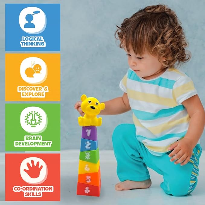Wembley Stacking Toys for Kids Baby Soft Colorful Activity 6 Blocks Multicolor