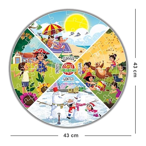 The Book Tree Bright Brain 4 in 1 Indian Seasons Jigsaw Puzzle for Kids 60 Piece Puzzles Educational Toy
