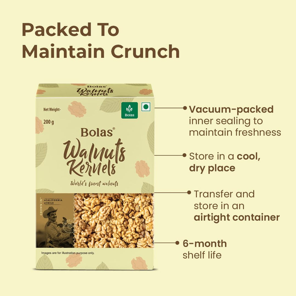 Bolas Walnut Kernels 200g | Akhrot Giri | Without Shell | Rich in Omega 3, Protein & Magnesium | Crunchy | Dry Fruits & Healthy Snack