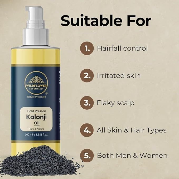 Wildflower Essentials Kalonji Oil Black Seed Oil Cold Pressed - 100 ml