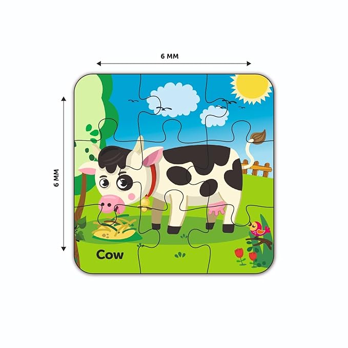 Mini Leaves Wooden Puzzle 4 In1 My Farm Premium Wooden Jigsaw Puzzle Set | Learning & Picture Identify Puzzle Kit