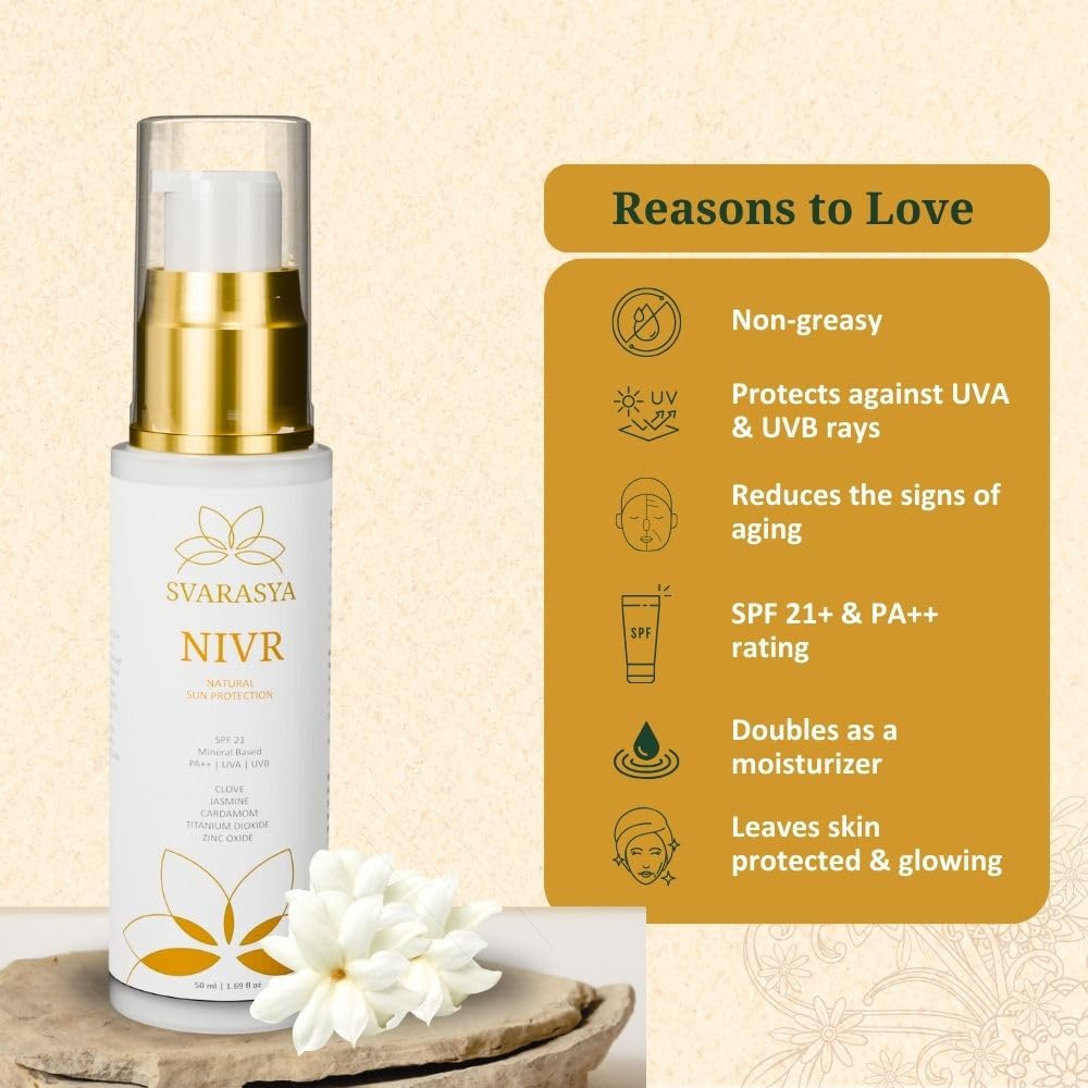 Svarasya Nivr Natural Sunscreen Lotion Cream with SPF 21 PA ++ - 50 ml