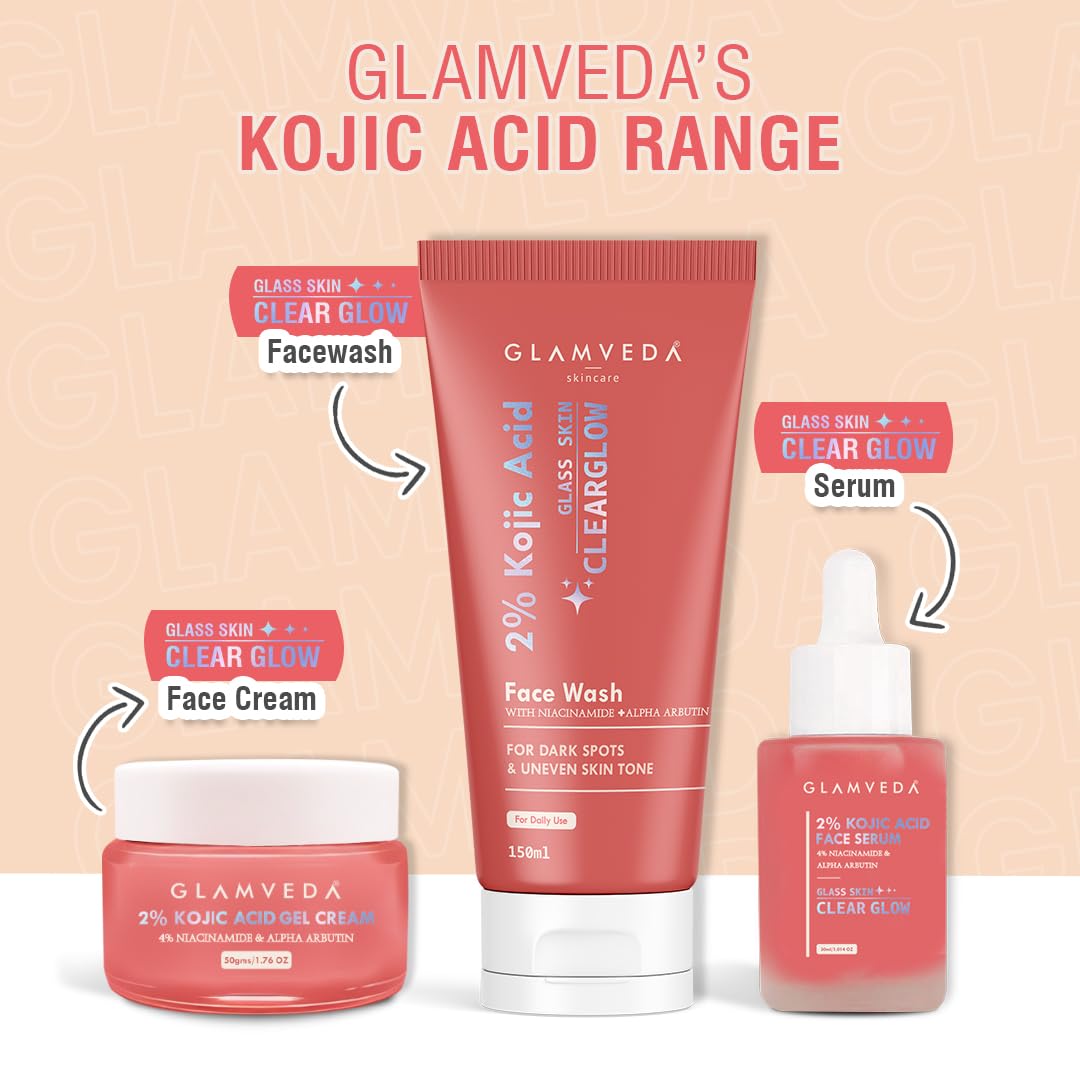 Glamveda 2% Kojic Acid Skin Lightening Soap with Niacinamide | For Dark Spots, Pigmentation & Sun Tanning | For Glass Skin | Clear Glow | All Skin Types | 75gm Pack of 1