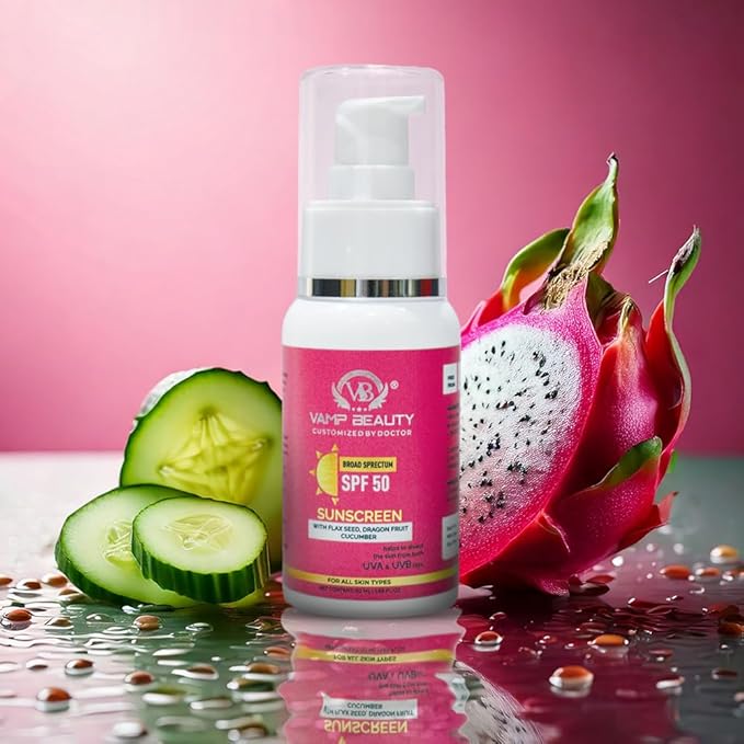 Vamp Beauty Broad Spectrum Sunscreen Spf 50 With Goodness of Flax Seeds - 50 Ml