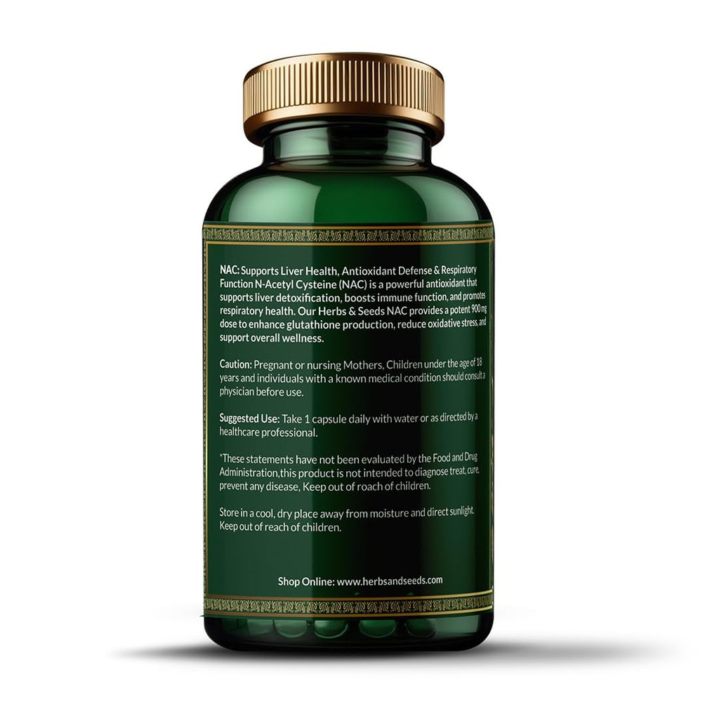 Simply Herbal N-Acetyl L-Cysteine (NAC) 900mg - 60 Capsules - Antioxidant Support and Amino Acid Supplement