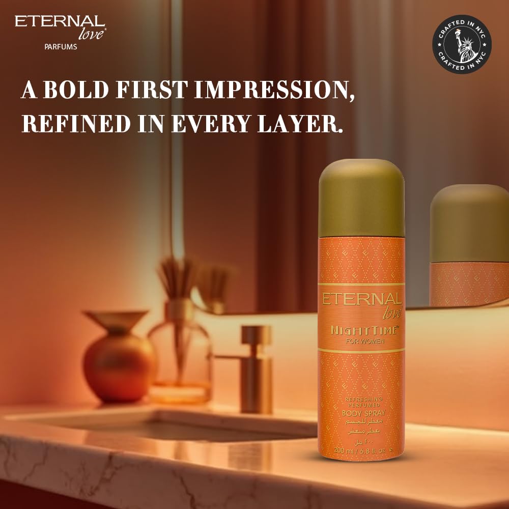 Eternal Love Nighttime - Body Spray for Women | Delicate Floral & Seductive Musk Notes | Fresh, Elegant & Magnetic Scent | Aldehydes, Jasmine & Balsam | Long-Lasting Perfume | Gift for Her | 200 ml