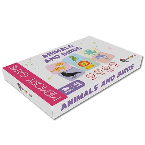 Popcorn Games Memory Game Animal and Birds Early Learner Matching Picture Card Game with Animal and Birds