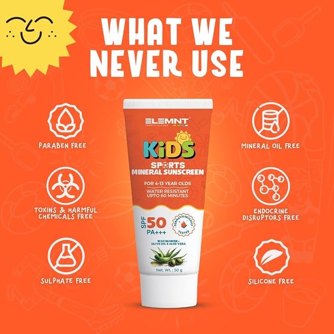 Elemnt Kids Sunscreen for Sports SPF 50 - 50 gms (Pack of 2)