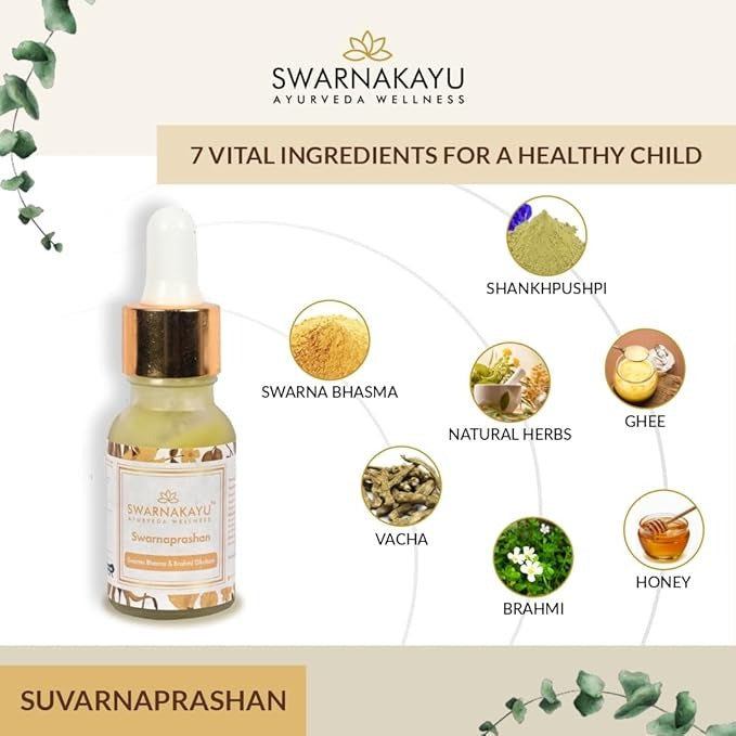 Swarnakayu 24K Gold Bhasma Swarnaprashan Drops for Kids (0-16 Years) - 15 ml