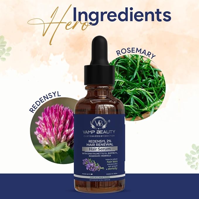 Vamp Beauty Redensyl 2% Hair Growth Serum With Goodness of Biotin, Rosemary & Moringa - 50 Ml