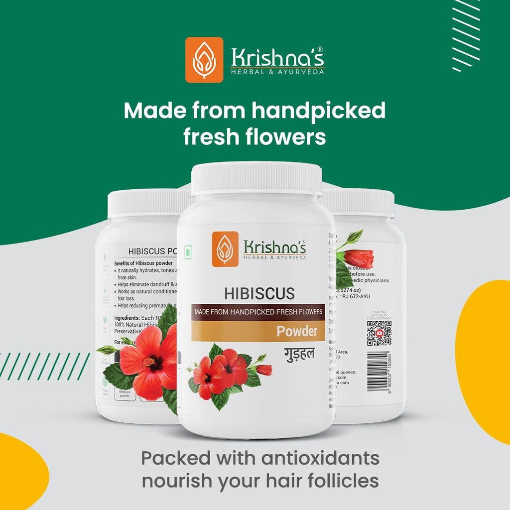 Krishna's Hibiscus Powder - 100 g | Preservative Free - For Hair Pack & Oil |Eliminate Dandruff & Strengthen The Hair