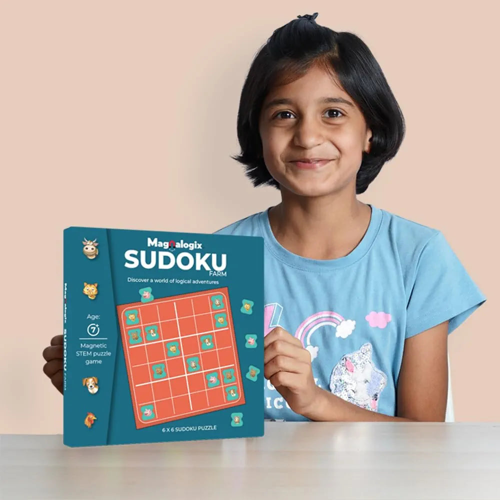 Pelikas Toyz Sudoku Puzzles Mind Games for Kids, Travel Toys for Kids 7 to 12 Years Old, Gift for Boys Girls, Magnalogix Sudoku Farm