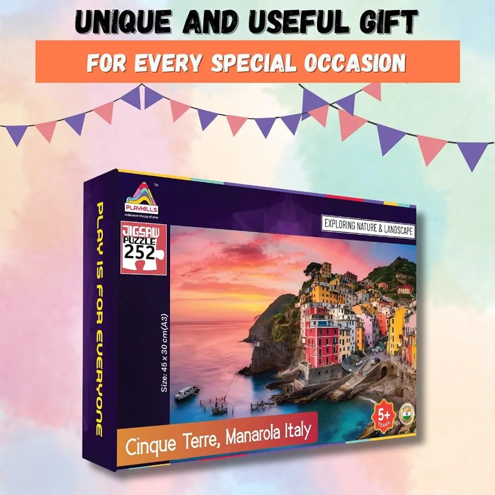 Playhills Beautiful Landscape Cinque Terre, Italy 252pcs Jigsaw Puzzle for Kids and Adults Focus and Mind Relaxation Puzzles