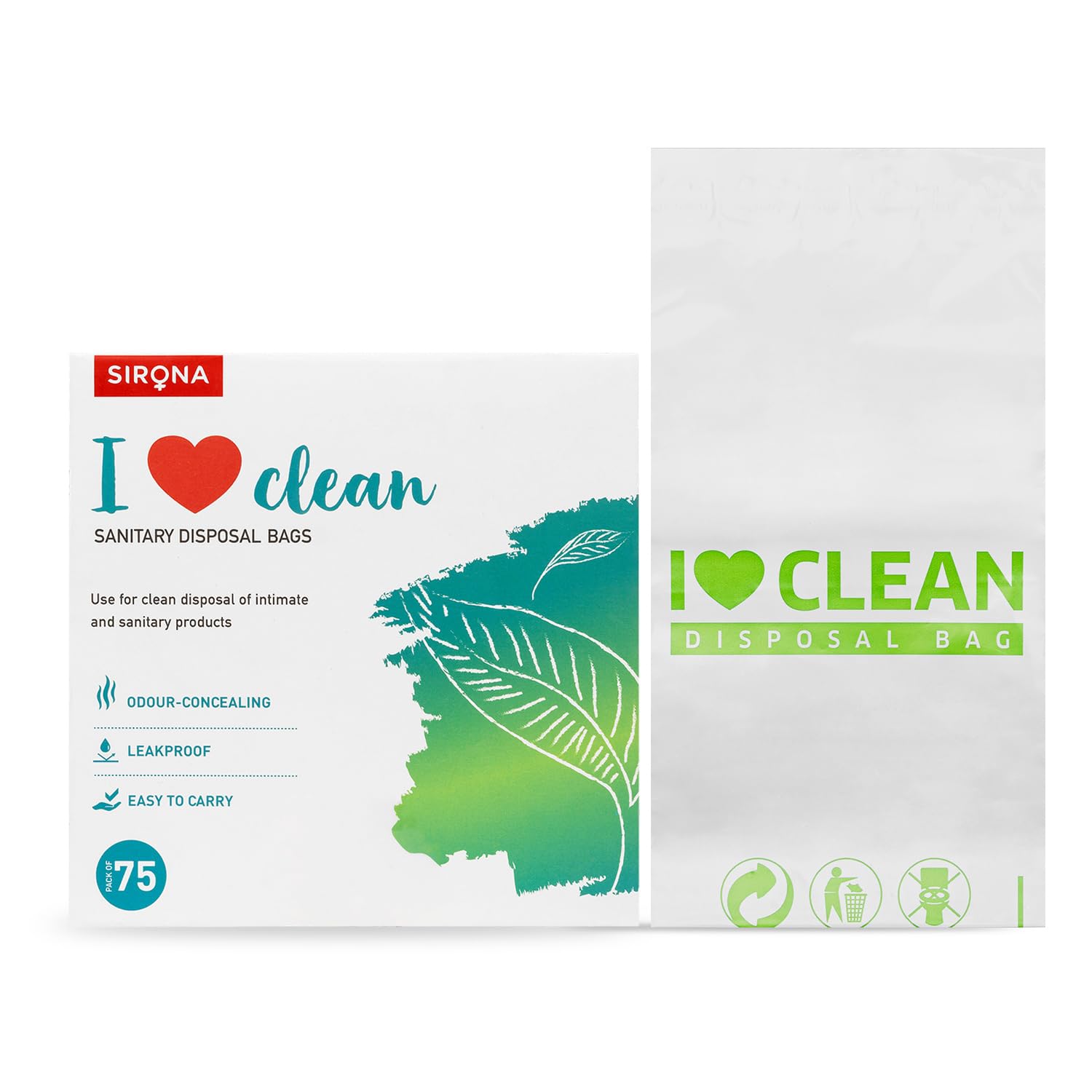 Sirona Sanitary & Diaper Disposal Bags â€“ Pack of 75 | Odour-Locking, Leak-Proof Bags for Hygienic Disposal of Sanitary Pads, Diapers | Easy-to-Carry & Eco-Friendly