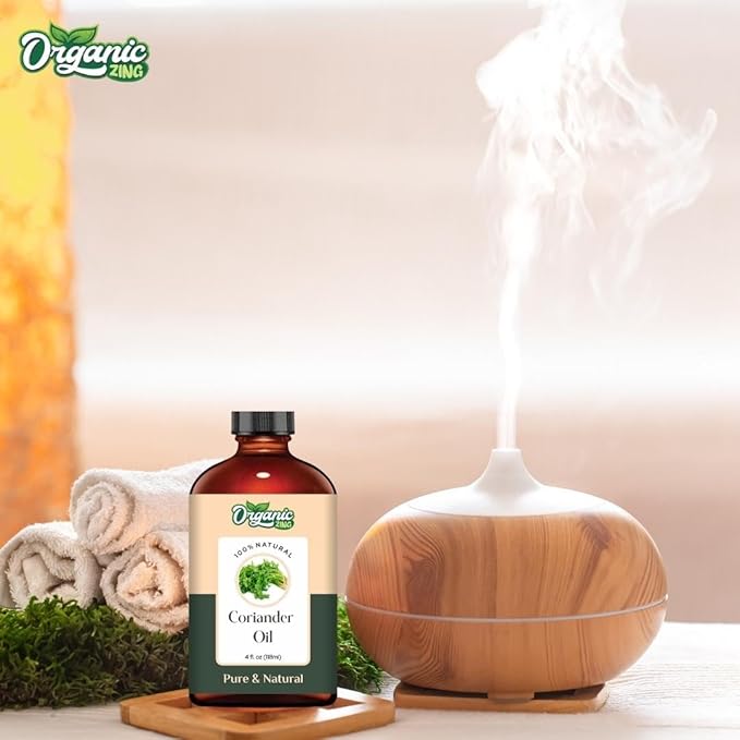 Organic Zing Coriander (Corirum Sativum) Oil | Essential Oil for Skincare, Massage, Aroma & Diffusers - 118 Ml
