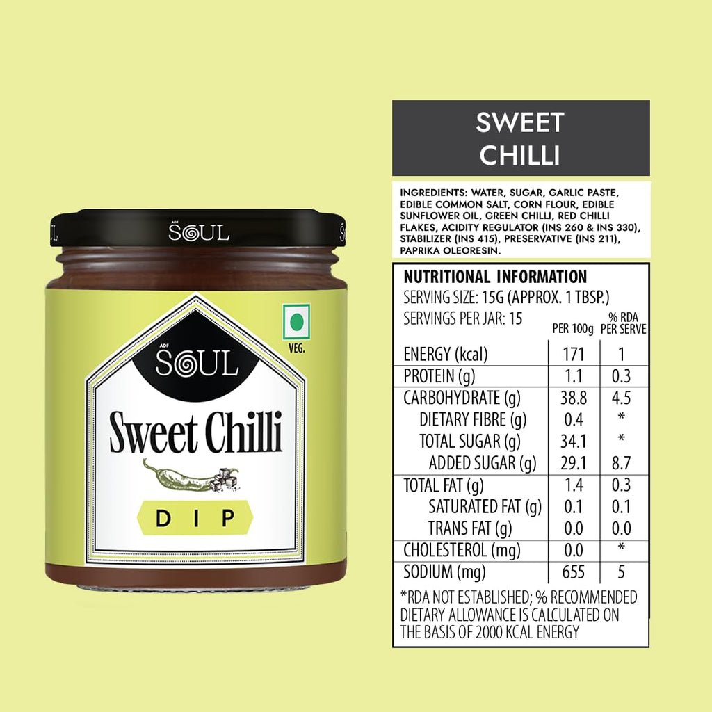 ADF Soul Sweet Chilli Dip | Sweet & Mildly Spicy Sauce With Red Peppers & Garlic | Ideal With Finger Foods & Spring Rolls | 230g.
