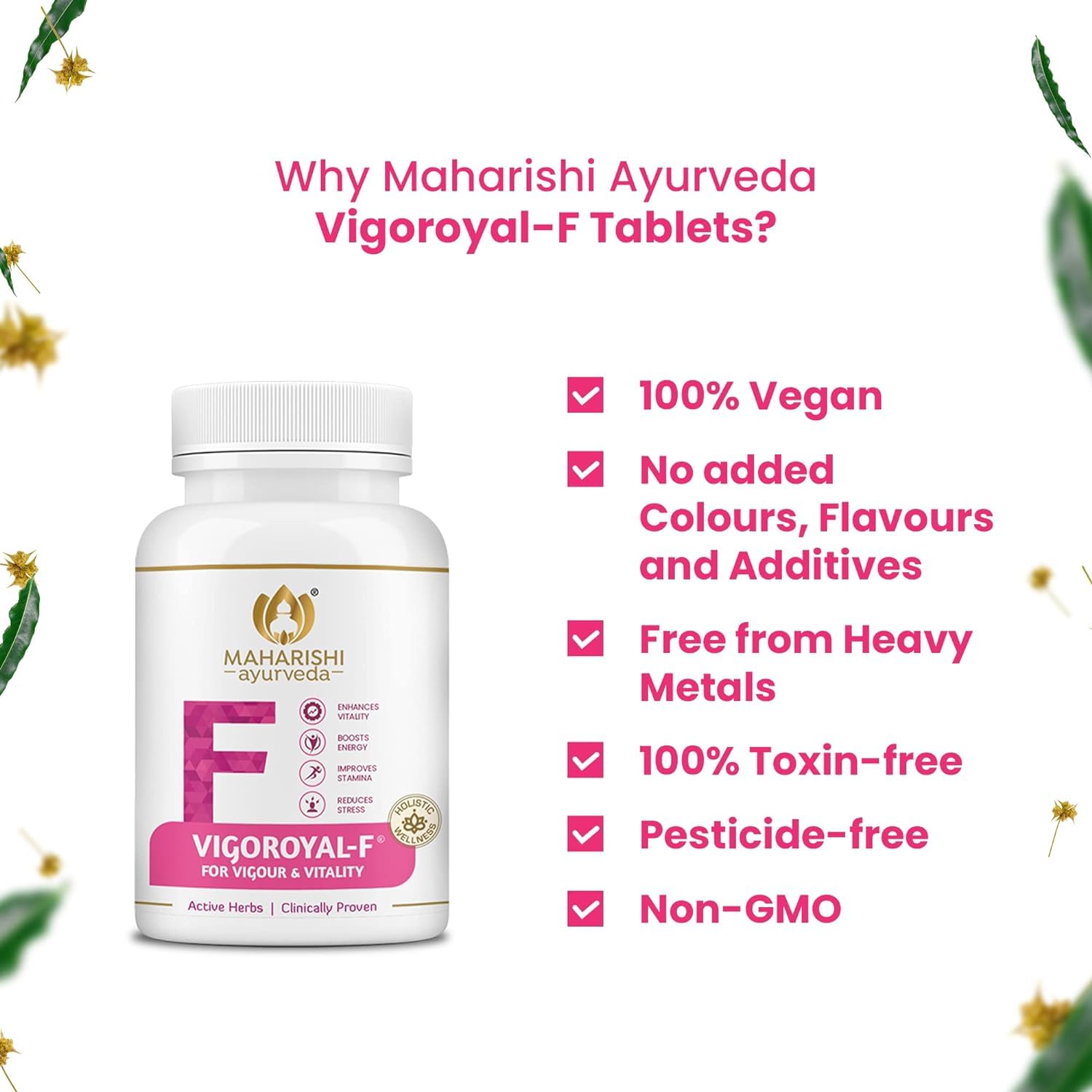 Maharishi Ayurveda Vigoroyal F - Ayurvedic Revitaliser for Women | Supports Reproductive Health| Made with Time-tested Herbs | 60 Tablets
