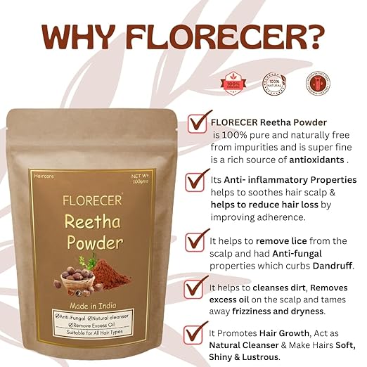 Florecer Reetha Powder For Hair Aritha Powder Organic Hair Wash - 100 gms
