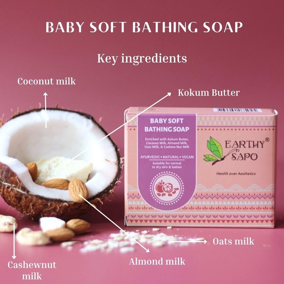 Earthy Sapo Handmade Baby Soft Bathing Soap for Babies - 100 gms