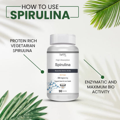 Vokin Biotech Spirulina- Support Heart Health and Liver Health -800mg