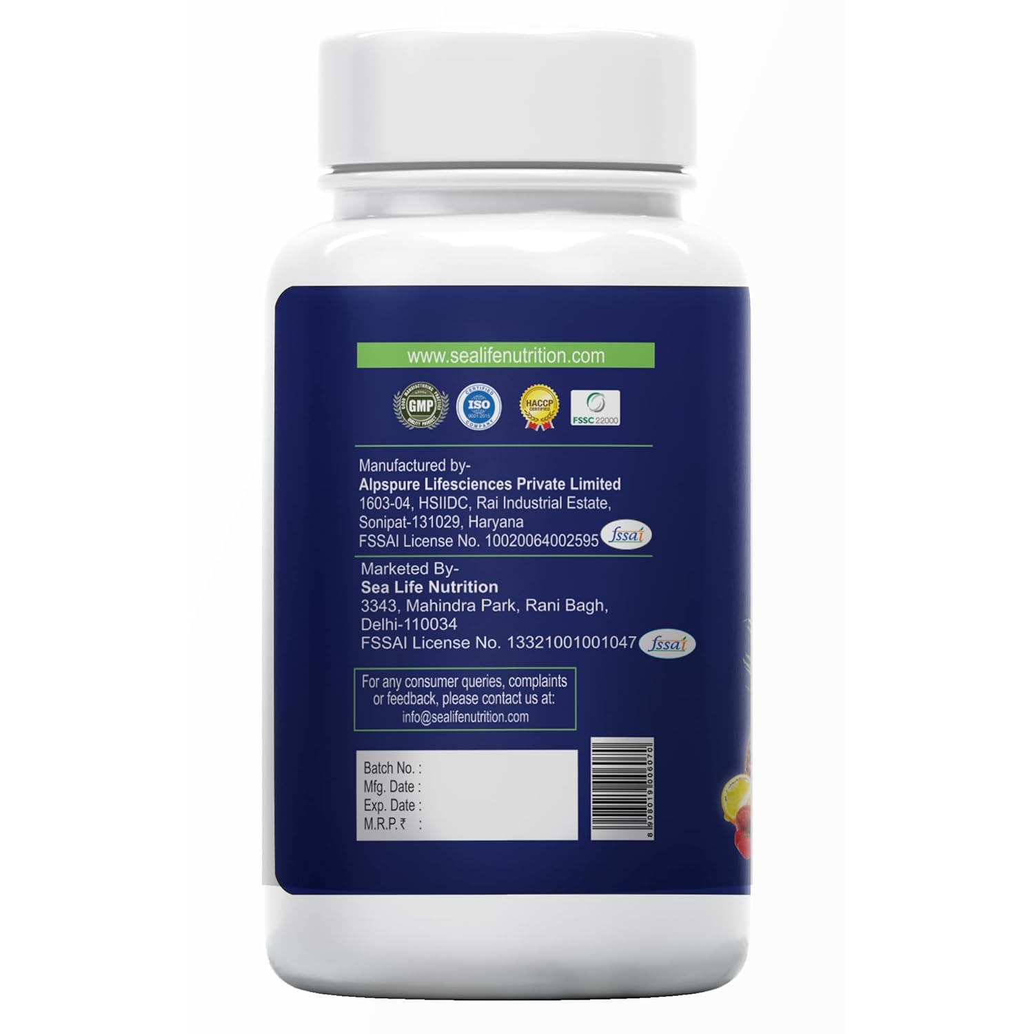 Sea Life Multivitamin With Herbal Extract With Zinc, Calcium,Vitamin C, D2 and Natural Herbal Extracts, Complete Health Booster, For Daily Immunity Strong Bones, and Enhances Energy Level (Pack of-1)