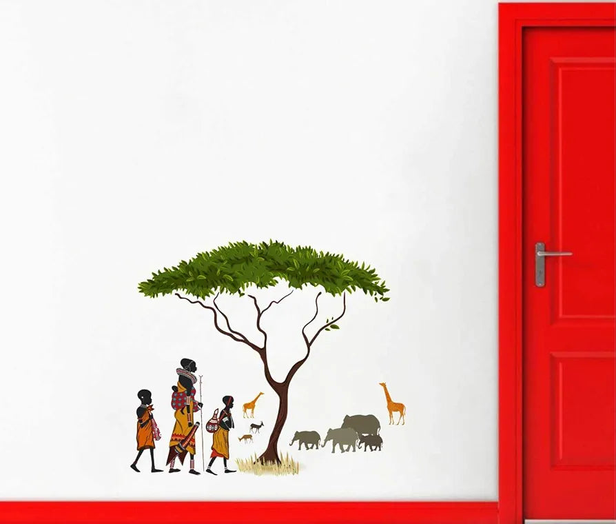 Decal O Decal Vinyl African Jungle Life Story Wall Stickers Multicolour