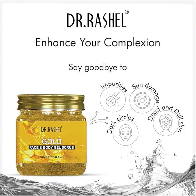 Dr.Rashel Gold Gel Face & Body Scrub For Men and Women - 380 ml