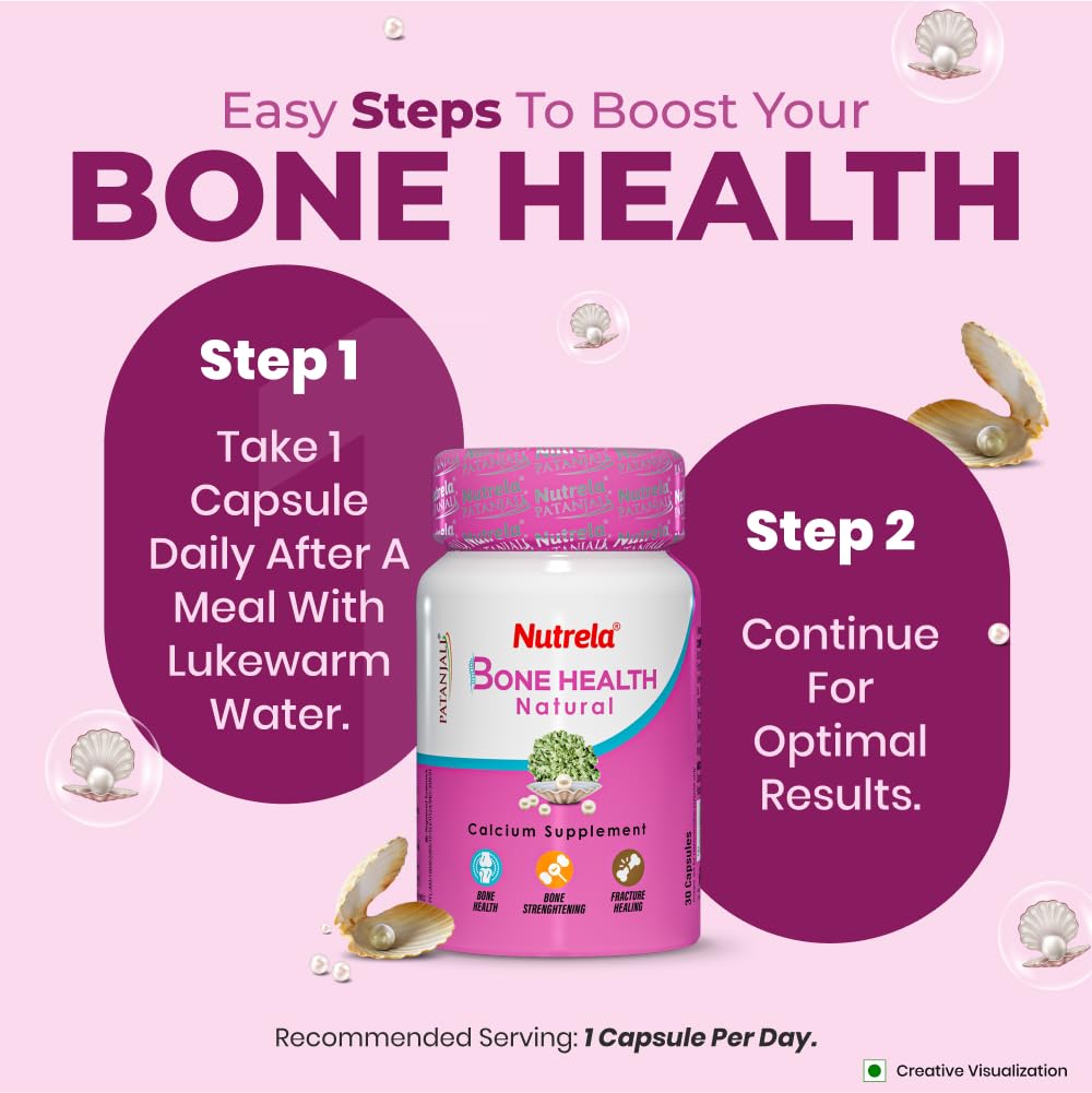 NUTRELA Bone Health Natural Calcium Supplement for Men & Women | Supports Bone Density, Joint Health, and Muscle Strength - 30 Capsules