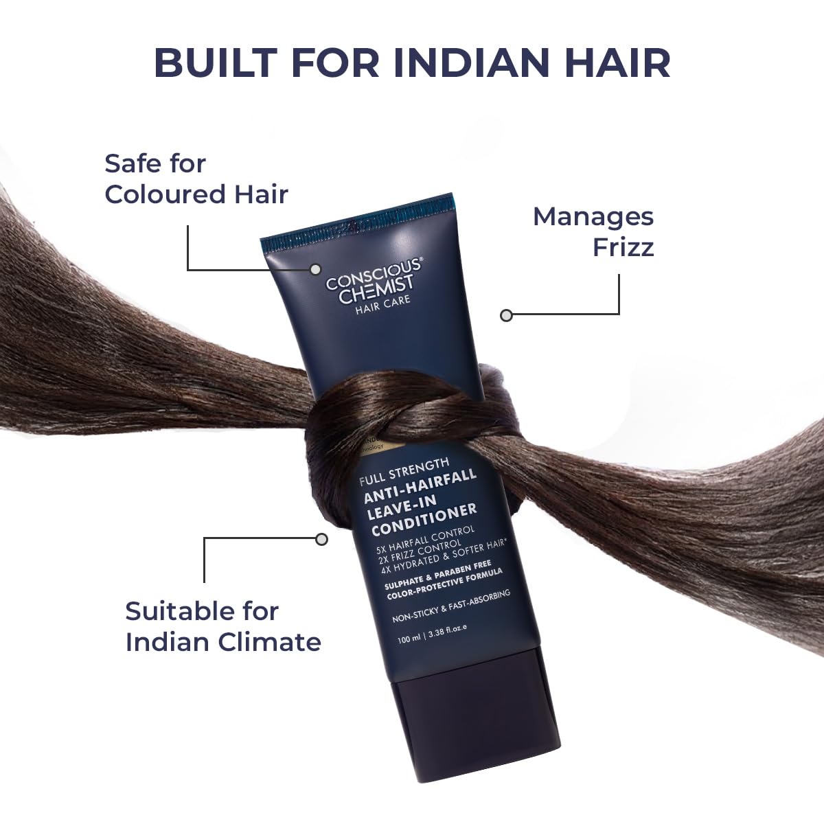 Conscious ChemistÂ® Full Strength Anti-Hairfall Leave in Conditioner | With Rosemary Oil & Ceramides | Deep Conditioning, Strengthens Hair & Reduces Frizz | StrandBoostâ„¢ï¸ Technology | For All Hair Types | Women & Men | 100ml